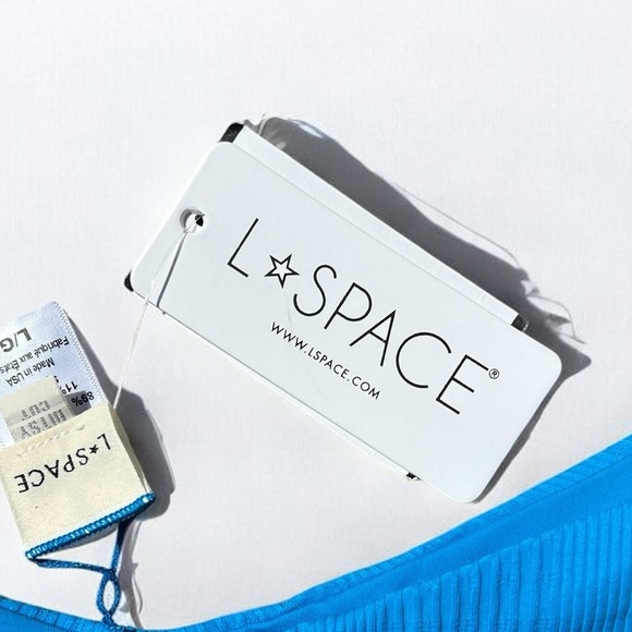 🌻NEW w.tag L*Space Blue Pointelle Ribbed Cabana Bitsy Bikini Bottom Size L $88 - Picture 8 of 11